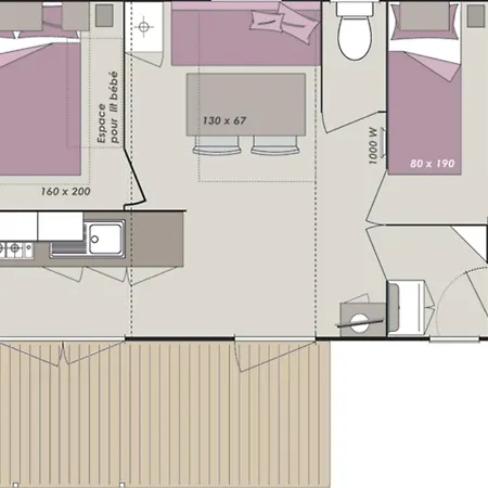 Camping Mobil Home, Animaux Admis - 2 Pers. - Api-1-52-2667 *